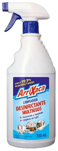 Arrixaca desinfectante multiusos sin lejía pistola atomizador 750 ml. Caja 12 uds