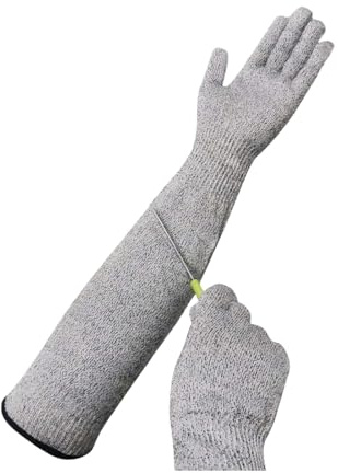 Ryfpdml Gardening Gloves, 55cm Gardening Gloves for Men Women Level 5 Cut Resistant Gloves With Long Arm Sleeves Long Gardening Gloves for Work Kitchen Heavy Duty For Kids Adluts (D)