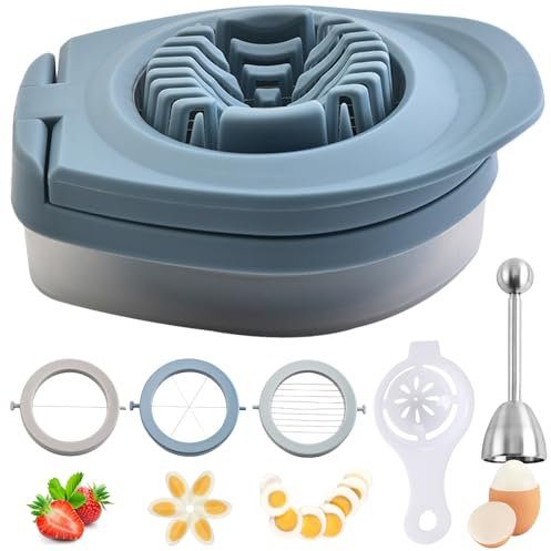 Zasjon Cortador de Huevos 3 en 1 Cortahuevos Combi Corta Huevos con Abridor de Huevos y Separador de Huevos, Apto Para Lavavajillas Cortadores para Huevos, Kiwi, Fresas, Alimentos Blandos