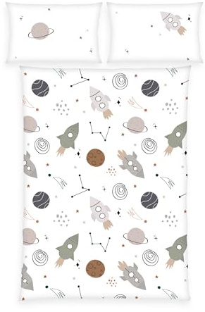 Herding babybest Bettwäsche Weltall, Kopfkissenbezug ca. 40 x 60 cm, Bettbezug ca. 100 x 135 cm, Mit Hoteleinschlag und Markenreißverschluss, 100% Baumwolle, Renforcé