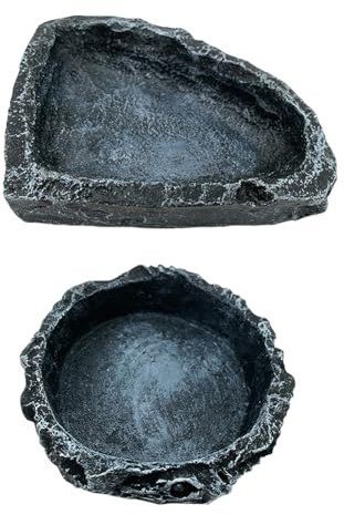 JIHUOO Lot de 2 petits bols de nourriture pour reptiles - Gamelle d'angle pour lézard - Gamelle pour nourriture pour dragon barbu - Gamelle pour terrarium