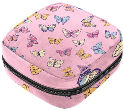 Butterfly First Period Kit für Mädchen und Frauen, Tampon-Slipeinlagen, Menstruations-Geldbörse, Stilleinlagen-Halter mit Reißverschluss, hygienischer Serviettenbeutel-Organizer