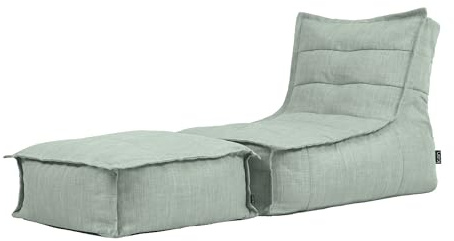 Icon Dolce Fauteuil Pouf avec Tabouret, Pouf Poire avec Remplissage, Chaise Confortable, Fauteuil Salon Confortable, Chaise Chambre, Salon de Jardin Exterieur, Vert Sauge