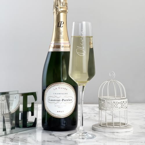 BGExpress Personalised Elegant Name Champagne Flute – Custom Engraved Glass for Weddings, Anniversaries, Birthdays – 180ml Premium Gift for Celebrations