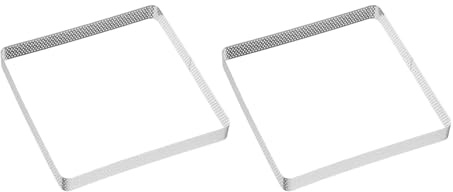 QUARKZMAN 2pcs Anelli per Torte Forati 6.30 Anello per Crostate Anello | Antiaderente Lucidato, per Mousse Spesso, Acciaio Inossidabile, Quadrato, Strumenti per Dessert alla Frutta