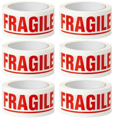 vidoelettronica Nastro Adesivo Imballaggio 50mm x 66m – Resistente per Traslochi, Imballi e Magazzino – Alta Aderenza, Protezione Cartoni – Made in Italy (6 pezzi fragile)