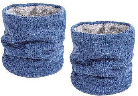Holibanna 2stücke Herbst Winter Doppel-lagen Plüsch Schal Outdoor Halswärmer Rundschal Mit Lanital Futter Für Damen Und Herren Blau