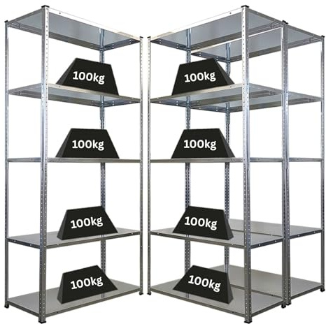PROREGAL Mega Deal 3X Schraubregal Haldor HxBxT 180x90x40cm Fachlast 100 kg Verzinkt, Stahl, Metallregal, Küchenregal Metallböden, Kellerregal, Garagenregal, Lagerregal