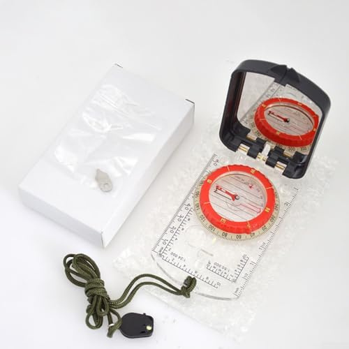 Multifunktionaler leuchtender Kompass mit Spiegel zum Wandern und Klettern, wasserdichtes Outdoor-Navigationsgerät (weiß leuchtend mit Lampe)
