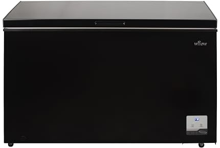 Willow W380CFB 380L Freestanding Chest Freezer with Removable Storage Basket, Electronic Thermostat, 4* Freezer Rating, Low Noise, Garage Safe - Black