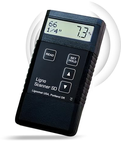 Lignomat Ligno Scanner SD Pinless Moisture Meter - Wood Moisture Meter for Different Wood Species, Panels and Floor Planks - Dual-Depth Humidity Tester for Woodworking & Flooring