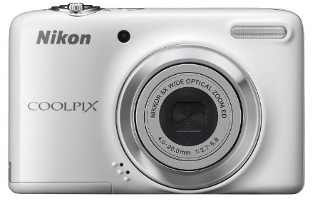 Nikon Coolpix L25 Digitalkamera weiß (10 Megapixel, 5-fach opt. Zoom, 7,5cm (3 Zoll) Display, bildstabilisiert) weiß