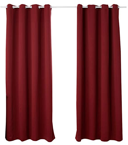 WOLTU 2er Set Gardinen mit Ösen, Verdunklungsvorhang für Wohnzimmer Schlafzimmer, Blickdicht, gegen Kälte und Hitze, 250g/m² Dicke,135x225 cm, Bordeaux