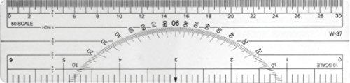 Westcott Protractor Ruler 6, 10ths, 50ths, Transparent (W-37)