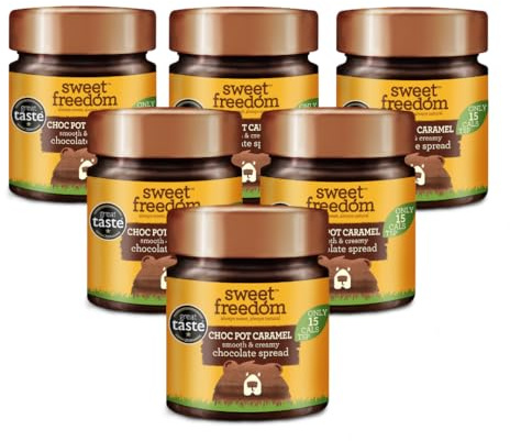 Sweet Freedom Choc Pot Caramel Chocolate 250 g Jar (Pack of 6) | Naturally Sweetened with Fruit, Vegan Chocolate Spread, for Pancakes, Waffles, Baking and Desserts