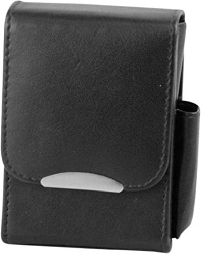 Exclusif Contenu du Étui cuir noir 85 mm avec compartiment Briquet extérieur/fermeture aimantée