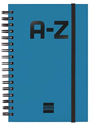 Finocam - Alphabetisches Register mit doppelter Spiralbindung und Gummibandverschluss | 48 Blatt | Kleiner Terminplaner alphabetisch 10 x 15 cm mit doppelter Spiralbindung - Farbe Blau