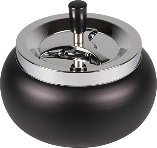 HA Schleuderascher Jumbo rund bauchig chrom/schwarz matt 17cm, 441 g