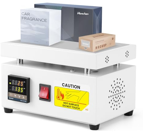 Hanchen Cellophan-Verpackungsmaschine manuelle Überwicklungsmaschine Desktop-Heizungs-Siegelmaschine für BOPP-Parfüm, Kosmetik, Poker-Box, PVC-Heißsiegelfolie(120×200mm)