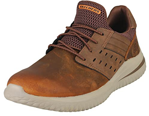 Skechers DELSON 3.0 EZRA För män Sneaker, Dark Brown Leather W Mesh, 41.5 EU