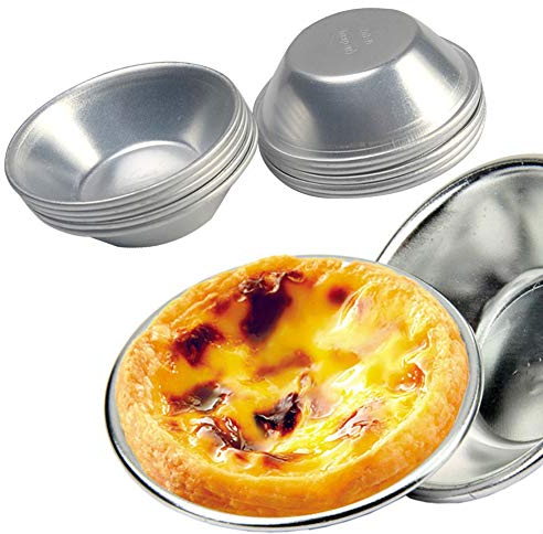 10 Stück Eierkuchenform, dicke Eierkuchenform, wiederverwendbare Antihaftbeschichtung, Kuchenstil, Eierkuchen, Pasteis De NATA, Ofenbacken, rund, Puddingform, DIY-Werkzeuge