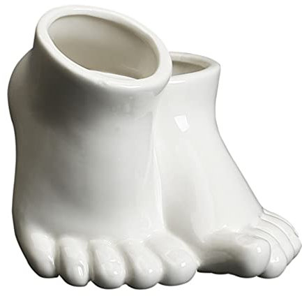 Housoutil Céramique Succulent Pot Novulty Pieds Humains Former Plantre Fleur Pots Petit Bureau Statue Foot Statue Sculpture Porte- Plante Porcelaine Cactus Bonsai Conteneur pour Office