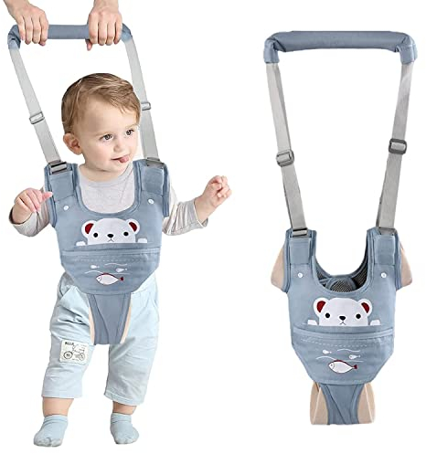 IULONEE Lauflernhilfe Gehhilfe für Baby Einstellbar Ergonomisch Stehen Gehen Lernen Helfer Verstellbar Walker mit Abnehmbarem Schritt für Kleinkind 9-24 Monthe(Blau)