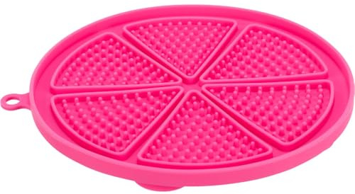 TRIXIE - Lick'n'Snack Tischdecke für Haustiere, Lamertablett aus Silikon, mit Saugnäpfen, Ø 18 cm, Rosa, spülmaschinenfest und gefriergeeignet