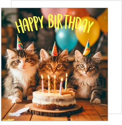 Edition Seidel Premium quadratische Geburtstagskarte mit Umschlag. Glückwunschkarte Happy Birthday Billet Tier Karte Kinder Mann Frau Coole Katze Humor Lustig Party (GQ149 SW024)