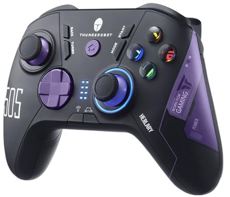 Thunderobot G50S 1000HZ Manette Switch Sans Fil pour Windows PC,Switch,IOS&Android,Manette PC avec Joysticks et gâchettes à effet Hall/Gyroscope,6 Boutons Programmables (Noir, G50S)
