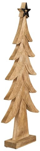 EGLO LIVING Deko Baum Baliguian, Weihnachtsdeko groß, Bodendeko Wohnzimmer | Dekofigur Weihnachten, Adventsdeko aus Holz in Natur und Metall in Schwarz, 62,5 x 25 cm