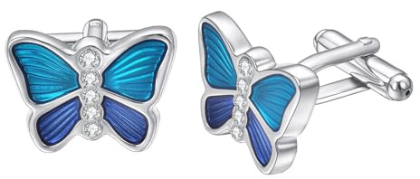 RunootPR Papillon Boutons de Manchette Homme Personnalisé Argent Accessoires de Chemise de Smoking Cadeau de Mariage Anniversaire Fête Des Pères