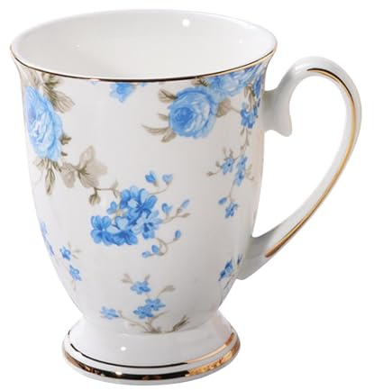 Hobngmuc Bone China Mug - 300 ml Floral Ceramic Coffee Cup, Classic Breakfast Tea Cup, Euro Style Art Porcelain Mug, Dishwasher Safe
