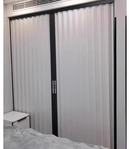 JLXJYS Akkordeon-Falttür Aluminium Innen-Falttürpaneel 60-180 cm breit, 203 cm hoch, abschließbar, Schwarz