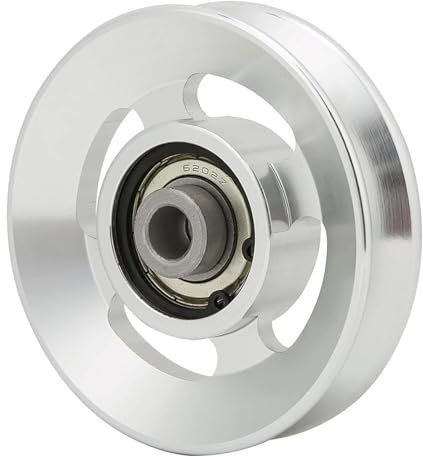 Ezweiji Puleggia di ribaltamento, in lega di alluminio, per fitness, attrezzi da fitness, ricambio per attrezzi sportivi, sistemi a rulli del garage (argento 114-115 mm)
