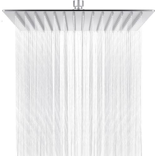 Bubuny Soffione doccia a pioggia 8 pollici, soffione doccia a pioggia in acciaio inox 304 regolabile, soffione quadrato con effetto specchio lucido per parete o soffitto, soffione doccia da incasso 20