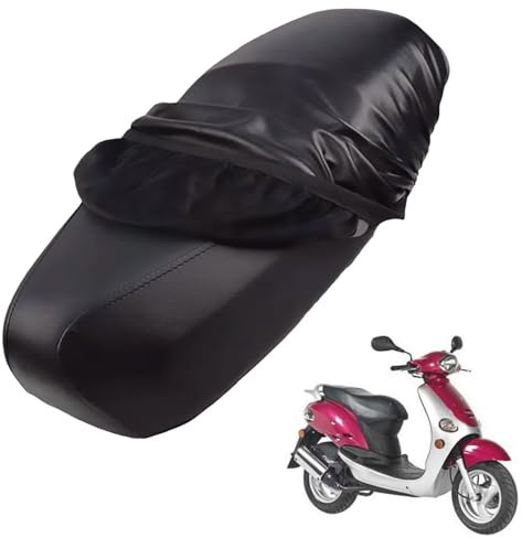 generisch Leder-sitzbezug Motorrad kompatibel mit Kymco Yup 50 2006-2008,Roller sitzbankbezug,wasserdicht,regendicht,staubdicht und sonnenfest (Black)