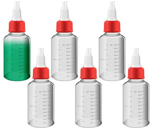 Lot de 6 minuscules bouteilles compressibles pour huile, solvants, encres, pigments - 50 ml