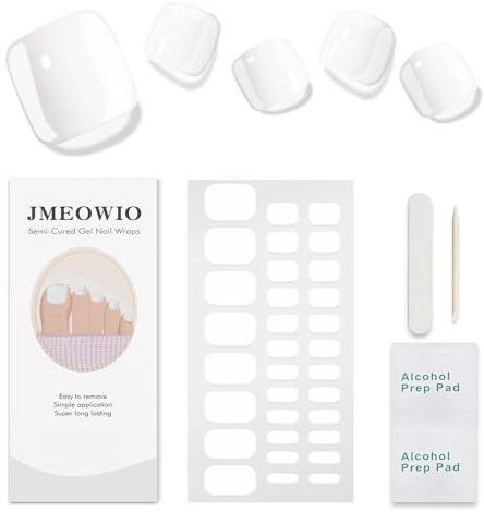JMEOWIO Nagelfolie UV Härtend Weiß UV Gel Zehennägel Strips Nagelsticker Nagelaufkleber Zehennägel Art Dekoration Nageldesign Zubehör