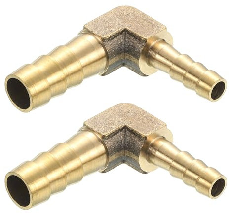 sourcing map 2 Pcs Brass Hose Barb Fitting L Right Angle Elbow Connector Coupler, 3/8 x1/4 ID Brass Fitting Air Hose Fittings Reducer for Connecting Water Fuel Air, Oil Hoses
