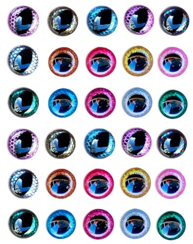 TPZORJX 30 pcs sicherheitsaugen für häkeltiere,Puppenaugen,glitzernde Kunststoff-Sicherheitsaugen,runde Augen zum Basteln,Puppenaugen mit Unterlegscheiben,Stofftieraugen für DIY Bastelarbeiten,16 mm