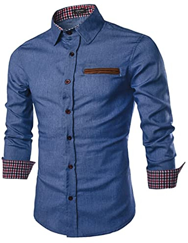 COOFANDY Herren Hemd Langarm Jeanshemd Vintage Denim Shirt | Kent-Kragen Langarmhemd Cowboy-Style Freizeit Hemden Männer Business Casual