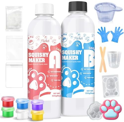 Squishy Making Kit för flytande silikon, 500 g squishy gör-det-själv tillverkningsset, supermjukt silikongummi med AB 1:1-förhållande för Taba Squishy, katttassar, gör-det-själv kreativt pysselset och