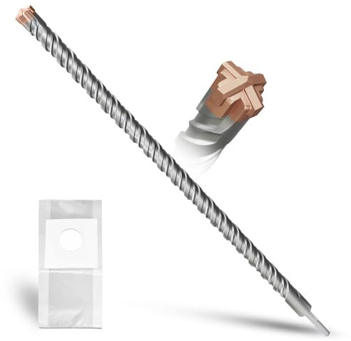 METOTY SDS Plus punta per trapano 25 mm × 600 mm, con 4 taglienti in metallo duro, testa con rivestimento, per pietra, calcestruzzo, pietra naturale, muro di mattoni