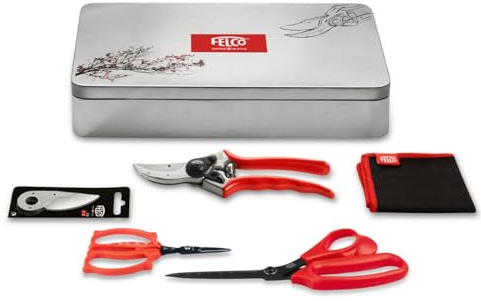 FELCO 933-1 Presentset för blomsterarrangörer – träd, vinstockar och trädgårdssaxar, blomplocksax och mångsidig sax i professionell kvalitet – schweiziskt precisionsverktyg
