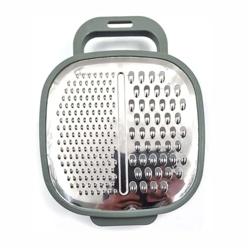 2-in-1 Cheese Grater with Container – Fine & Medium Stainless Steel Blade – Handheld Food Grater with Handle and Storage Box – Easy-Grip, Mess-Free Kitchen Tool – 17x5x17cm (SAGE)
