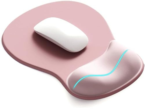 XFSRG Mouse Ergonomico Tappetino Gaming con Poggiapolsi Tappetino per Mouse in Gel Comfort e Supporto per Polso Ideale per Ufficio e Casa (Rosa)