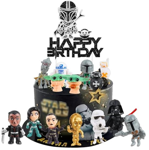15 Piezas Topper Tarta Cumpleaños Sta War con Mini Figuras para Niños | No Comestibles, Cake Topper, Fiesta de Cumpleaños, Niños Niñas
