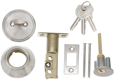 TOBBOMEY Verrouillage Porte à Clé Serrure De Sécurité Pour Entrée Poignée De Porte Ronde Serrure De Confidentialité Pour Maison