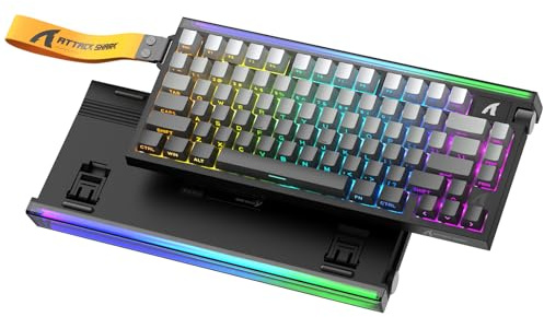 ATTACK SHARK R85 HE Tastiera Rapid Trigger 8000Hz, Precisione RT di 0,005mm, Tastiera Gaming Cablata 75%, Scatola Luminosa RGB, Switch Magnetici Hall, Attuazione Regolabile, Snap Tap, Gradiente Grigio